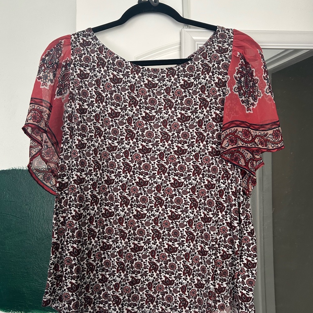 Floral Red and Black Women's Top
